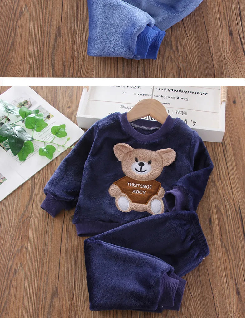 Children's Winter Pajamas – Flannel and Fleece with Bear
