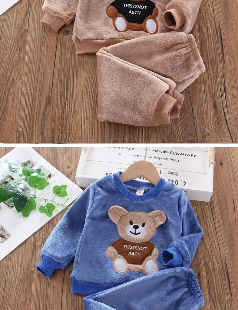 Children's Winter Pajamas – Flannel and Fleece with Bear