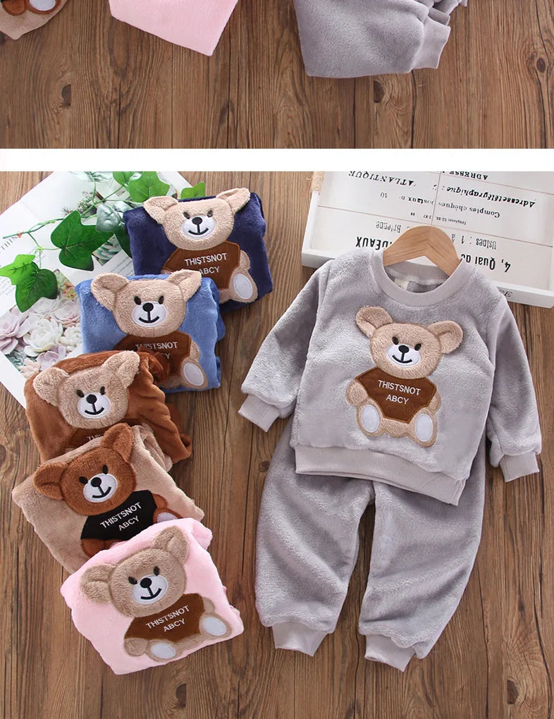 Children's Winter Pajamas – Flannel and Fleece with Bear