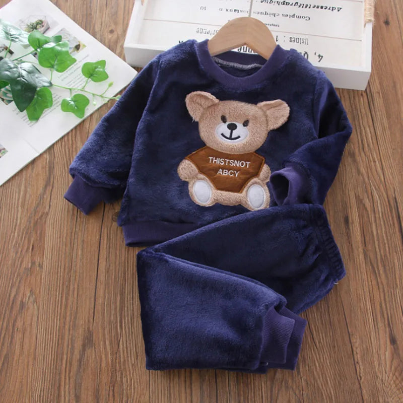 Children's Winter Pajamas – Flannel and Fleece with Bear