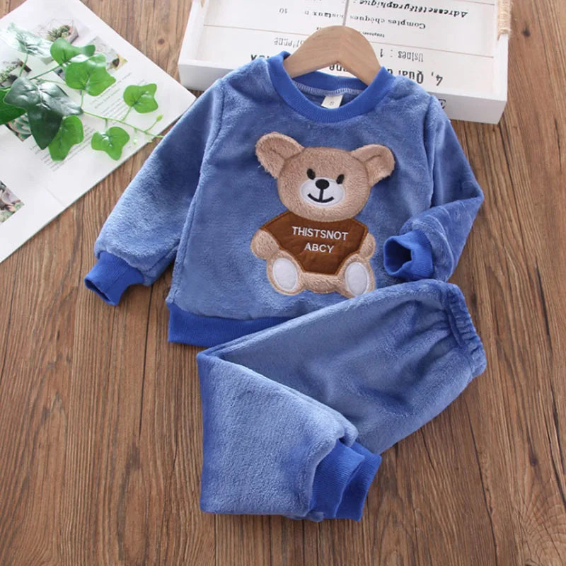 Children's Winter Pajamas – Flannel and Fleece with Bear