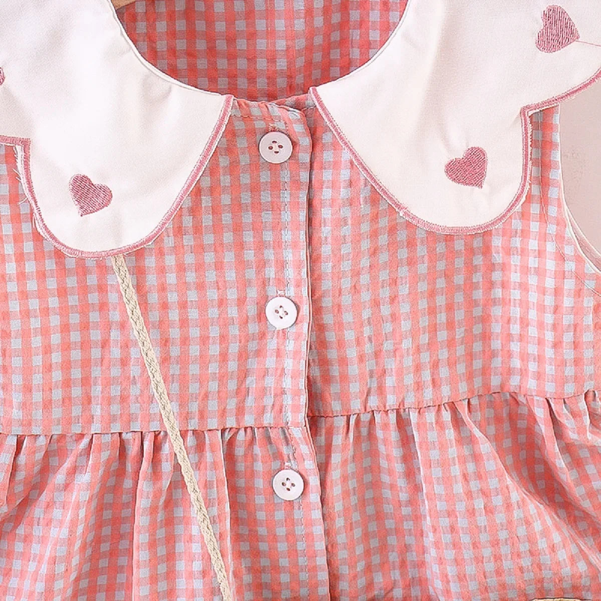 Girls Summer Set – Plaid Top + Skirt with Bag