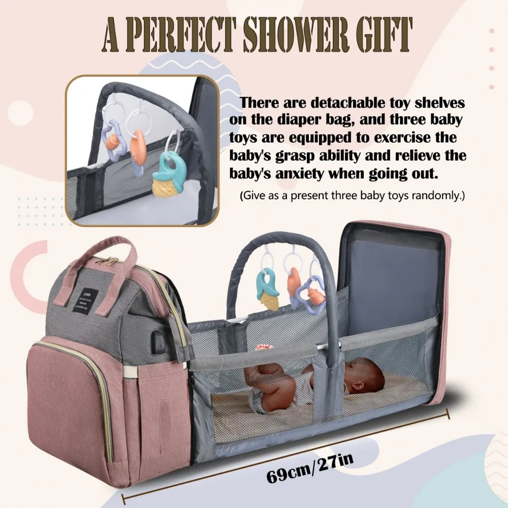 Portable Maternity Backpack – Foldable Crib & Large Capacity