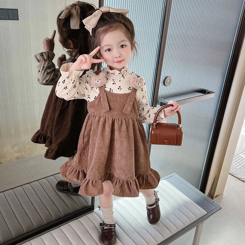 Cherry Teddy Bear Dungarees Dress