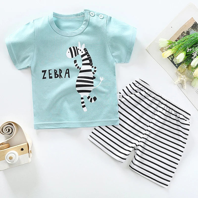 Boy's Summer Set – T-Shirt + Zebra Shorts 1-6 Years