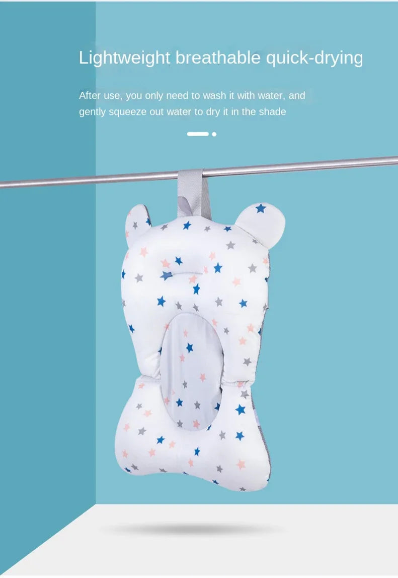 Baby Bath Seat Support Mat Foldable Bath Tub Pad & Chair Newborn Bathtub Pillow Infant Anti-Slip Soft Comfort Body Cushion