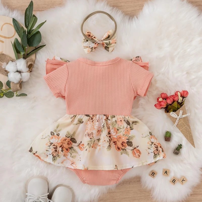Girls Summer Dress Jumpsuit – Floral Cotton