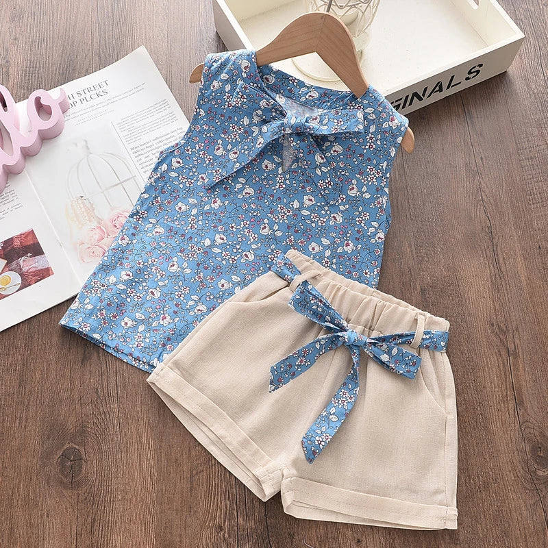 Girls Summer Set – Tank Top + 2-Piece Shorts