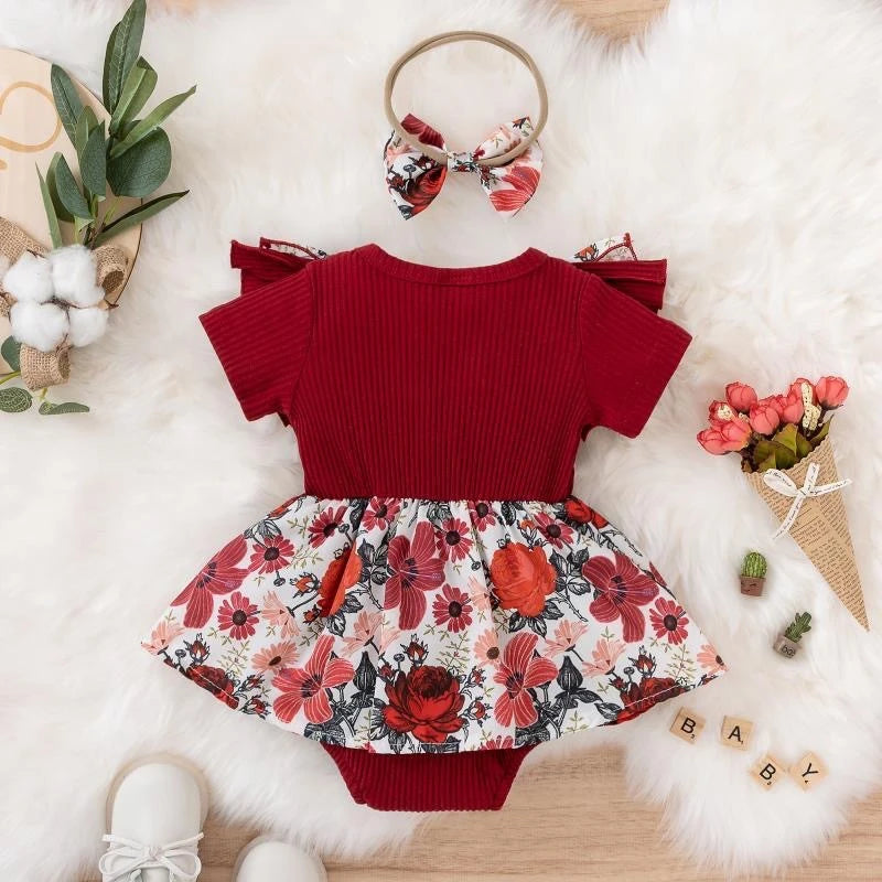 Girls Summer Dress Jumpsuit – Floral Cotton