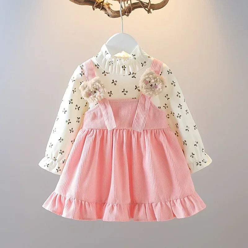 Cherry Teddy Bear Dungarees Dress