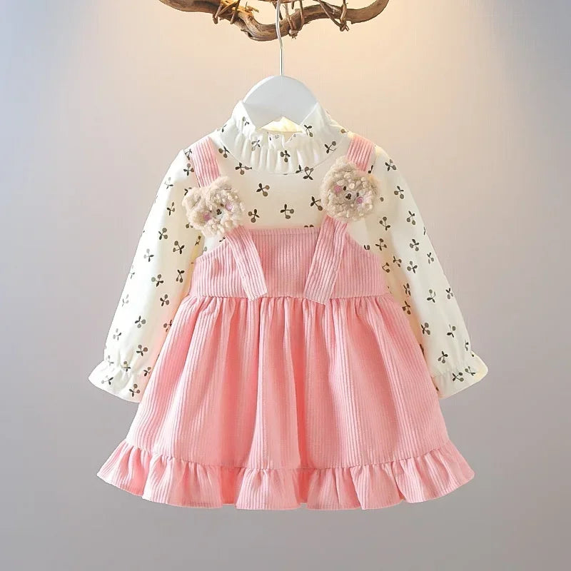 Cherry Teddy Bear Dungarees Dress