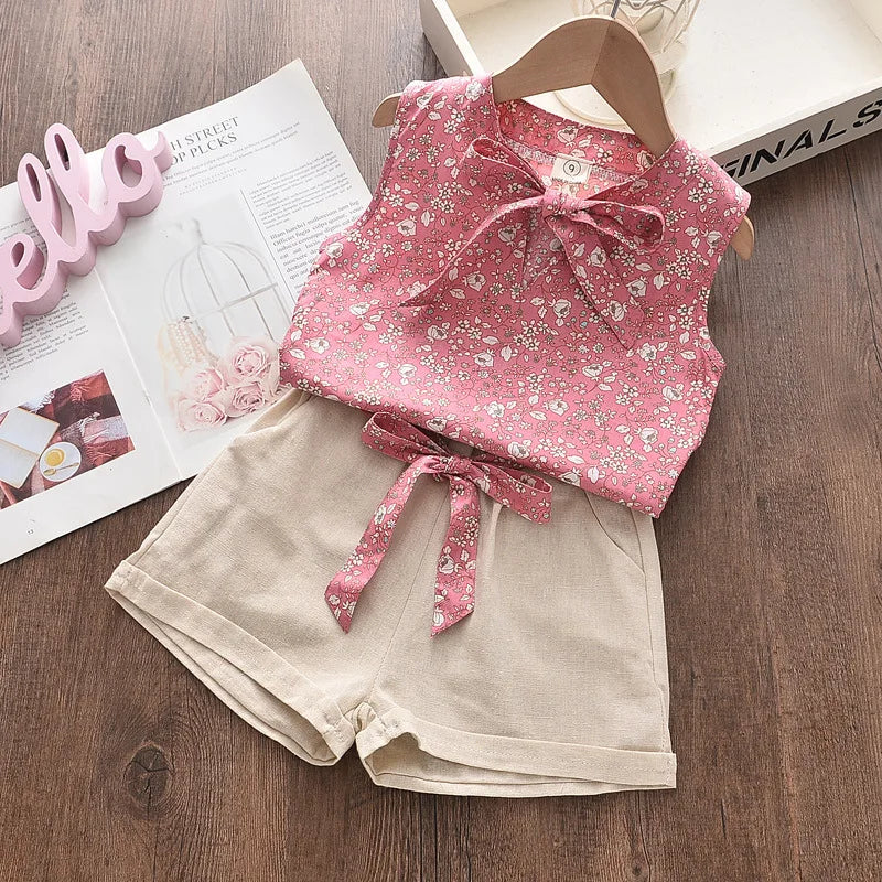 Girls Summer Set – Tank Top + 2-Piece Shorts