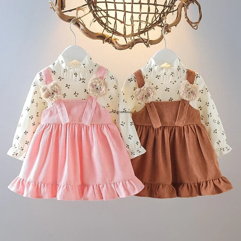 Cherry Teddy Bear Dungarees Dress