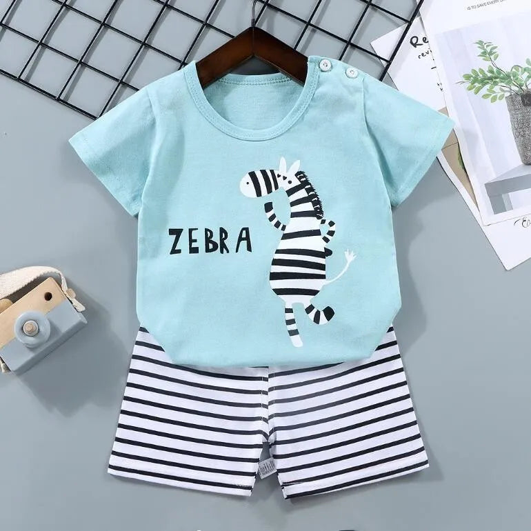 Boy's Summer Set – T-Shirt + Zebra Shorts 1-6 Years