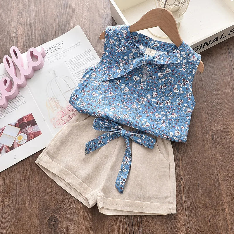 Girls Summer Set – Tank Top + 2-Piece Shorts