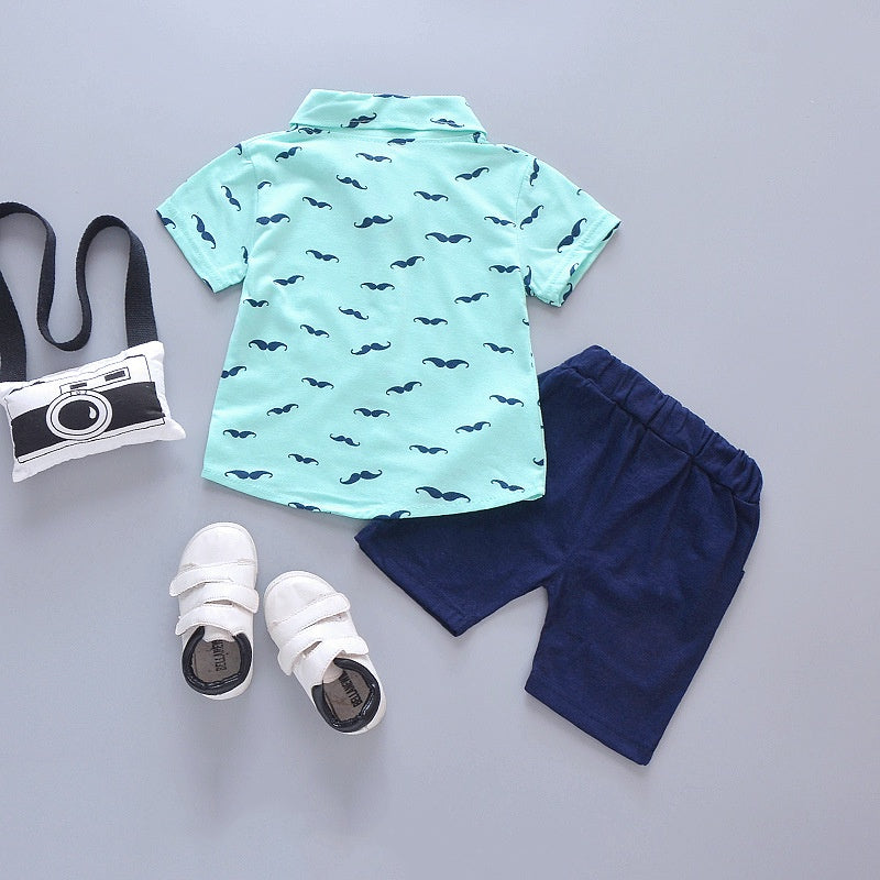 Boy's Summer Set – Printed Shirt + Shorts
