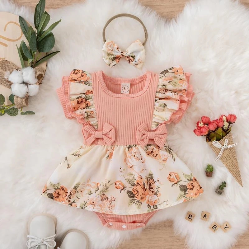 Girls Summer Dress Jumpsuit – Floral Cotton