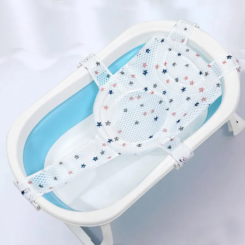 Baby Bath Seat Support Mat Foldable Bath Tub Pad & Chair Newborn Bathtub Pillow Infant Anti-Slip Soft Comfort Body Cushion