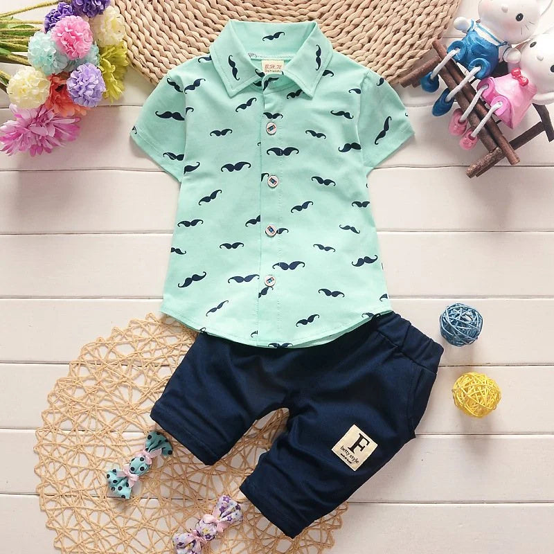 Boy's Summer Set – Printed Shirt + Shorts