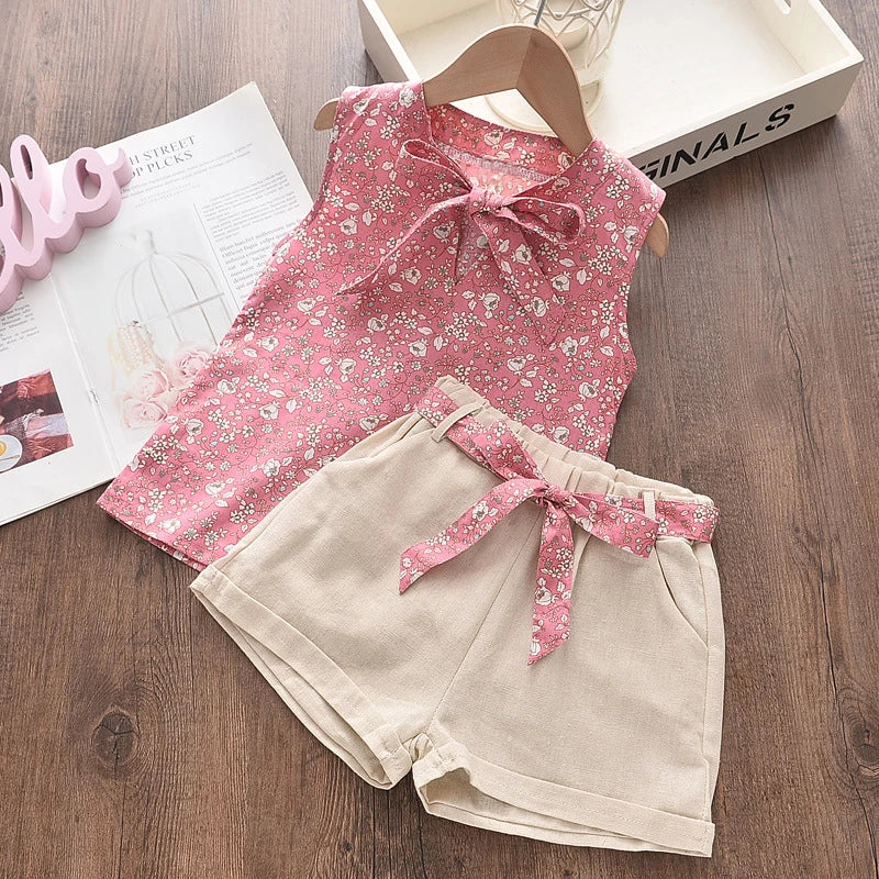 Girls Summer Set – Tank Top + 2-Piece Shorts