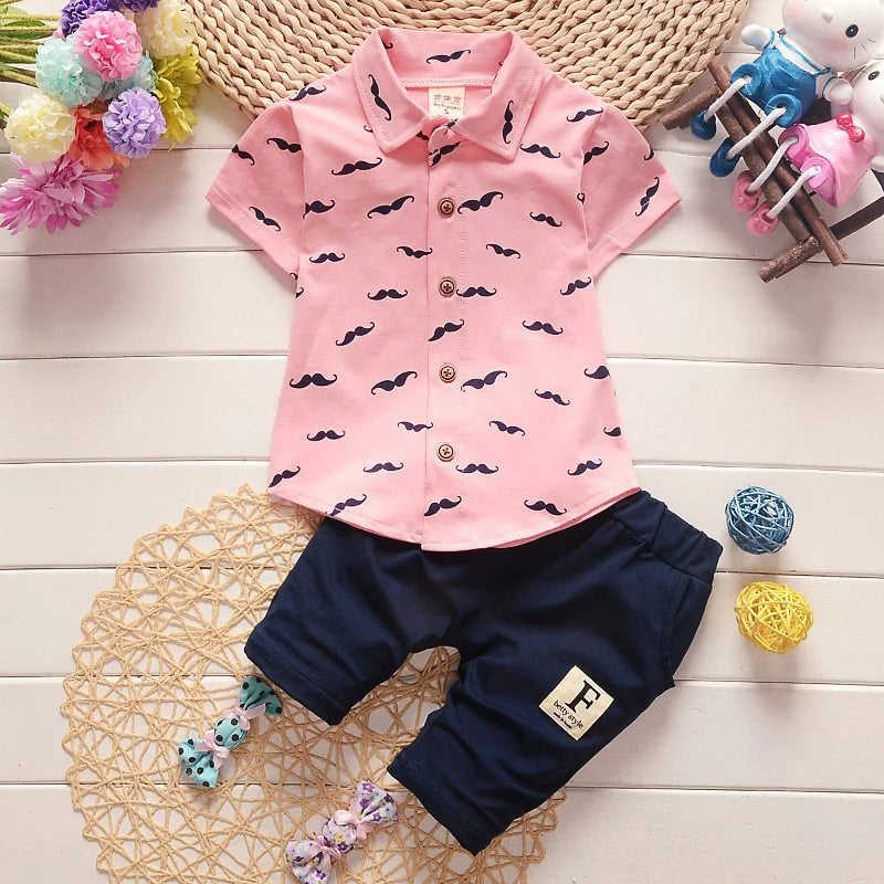 Boy's Summer Set – Printed Shirt + Shorts