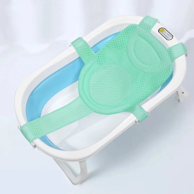 Baby Bath Seat Support Mat Foldable Bath Tub Pad & Chair Newborn Bathtub Pillow Infant Anti-Slip Soft Comfort Body Cushion