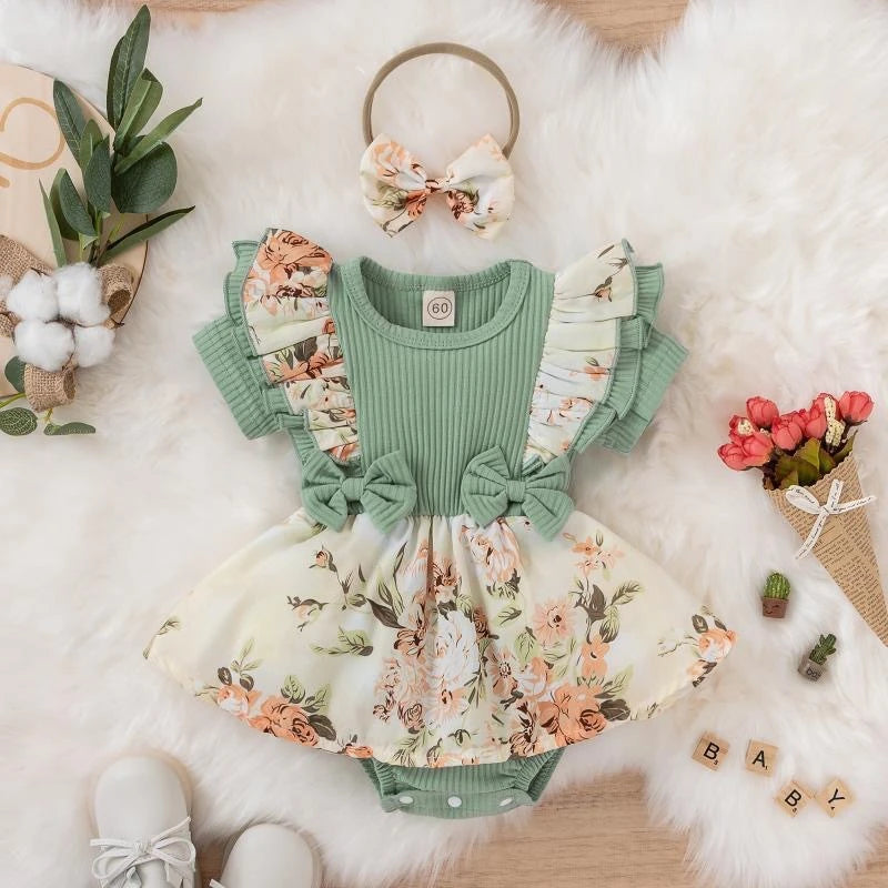 Girls Summer Dress Jumpsuit – Floral Cotton