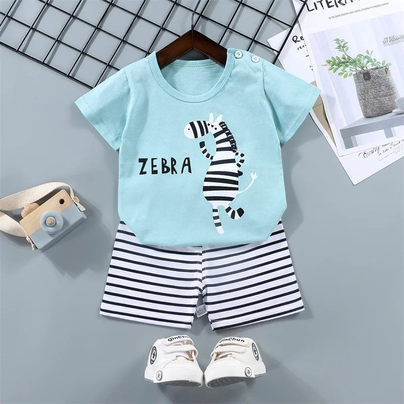 Boy's Summer Set – T-Shirt + Zebra Shorts 1-6 Years
