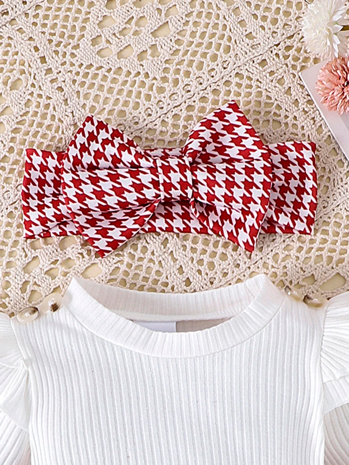 Autumn Set for Girls 0-1 Years Old – Black Top + Houndstooth Skirt