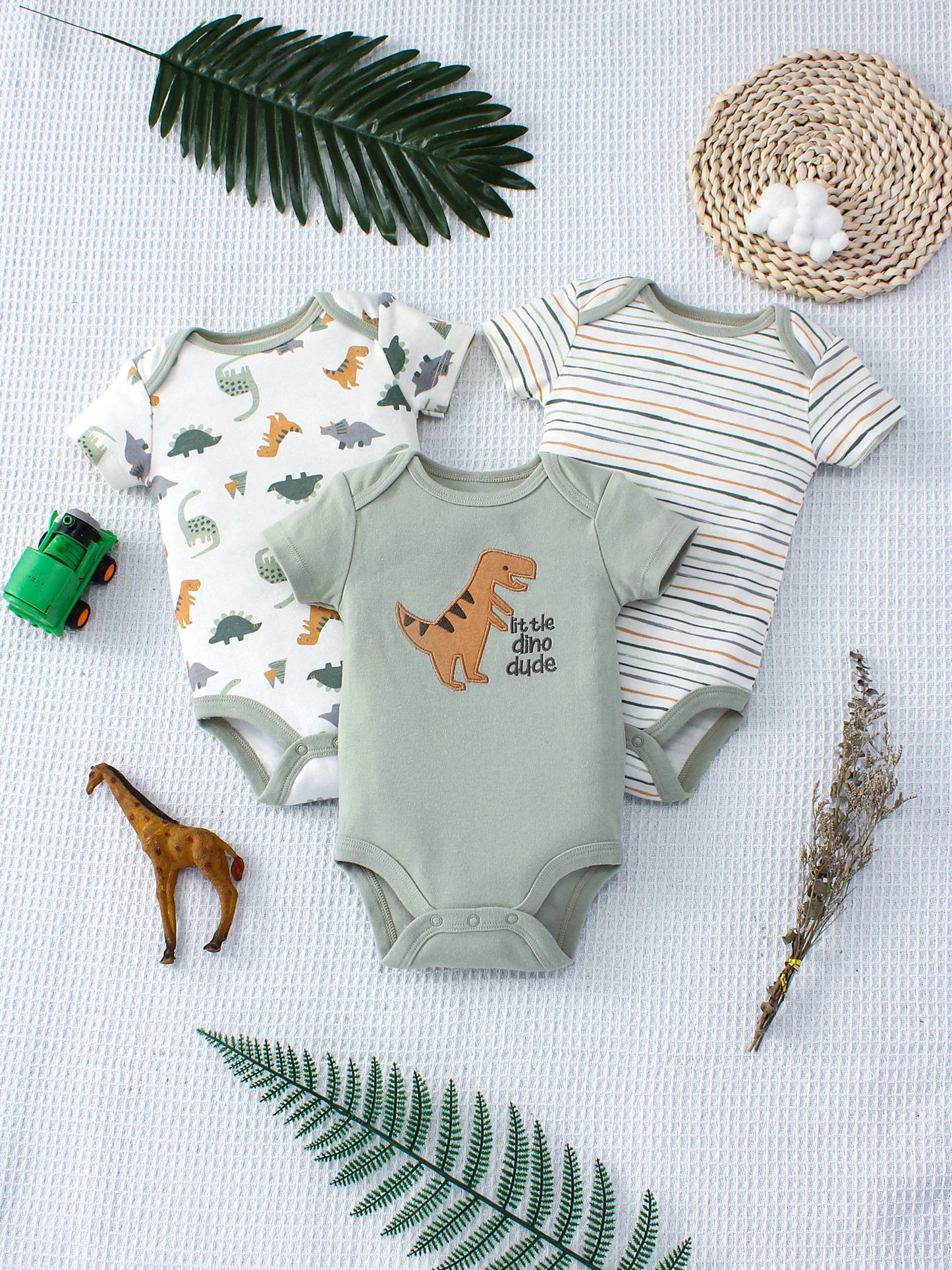 Baby Boy's 3-Piece Summer Set – Cute Dinosaur