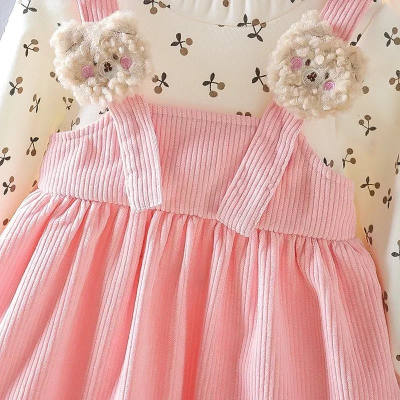 Cherry Teddy Bear Dungarees Dress