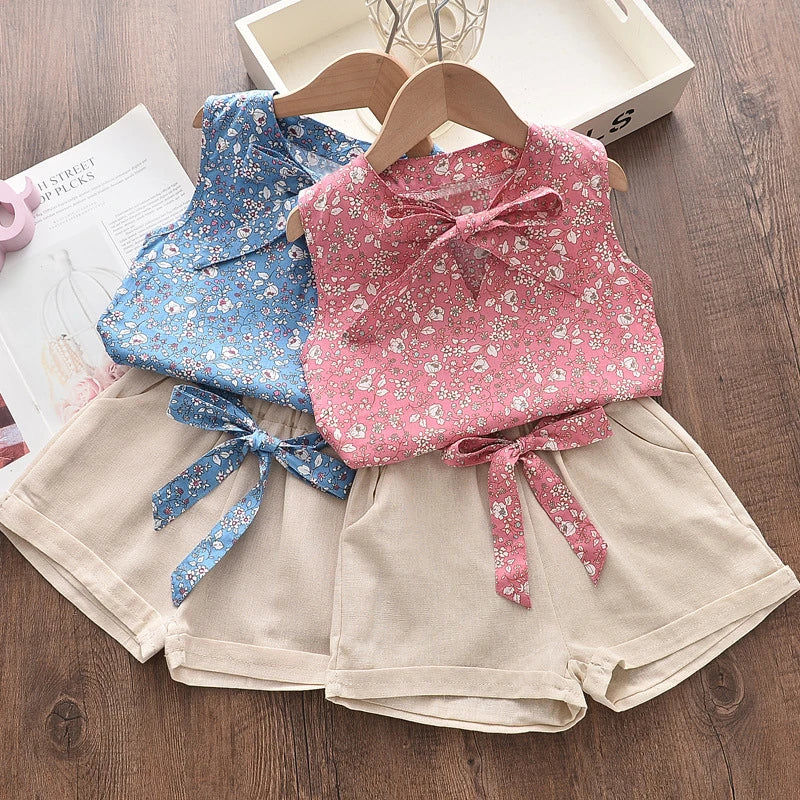 Girls Summer Set – Tank Top + 2-Piece Shorts