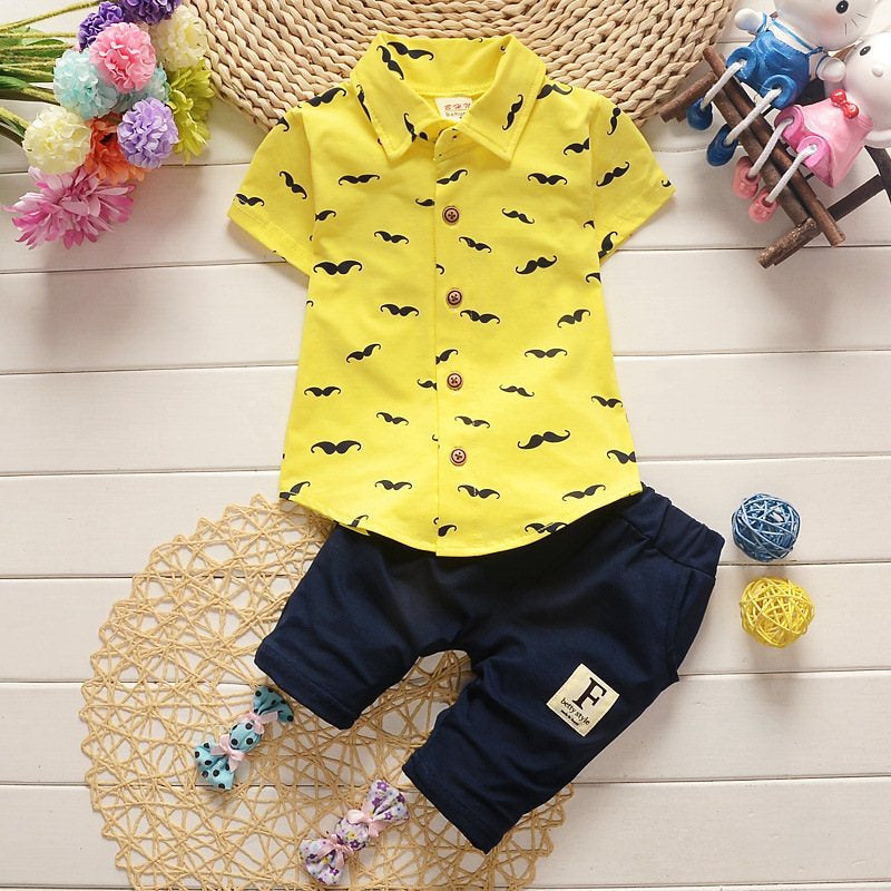 Boy's Summer Set – Printed Shirt + Shorts