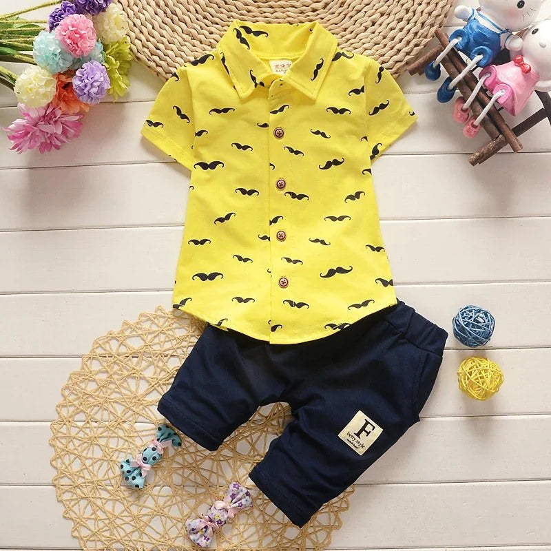 Boy's Summer Set – Printed Shirt + Shorts