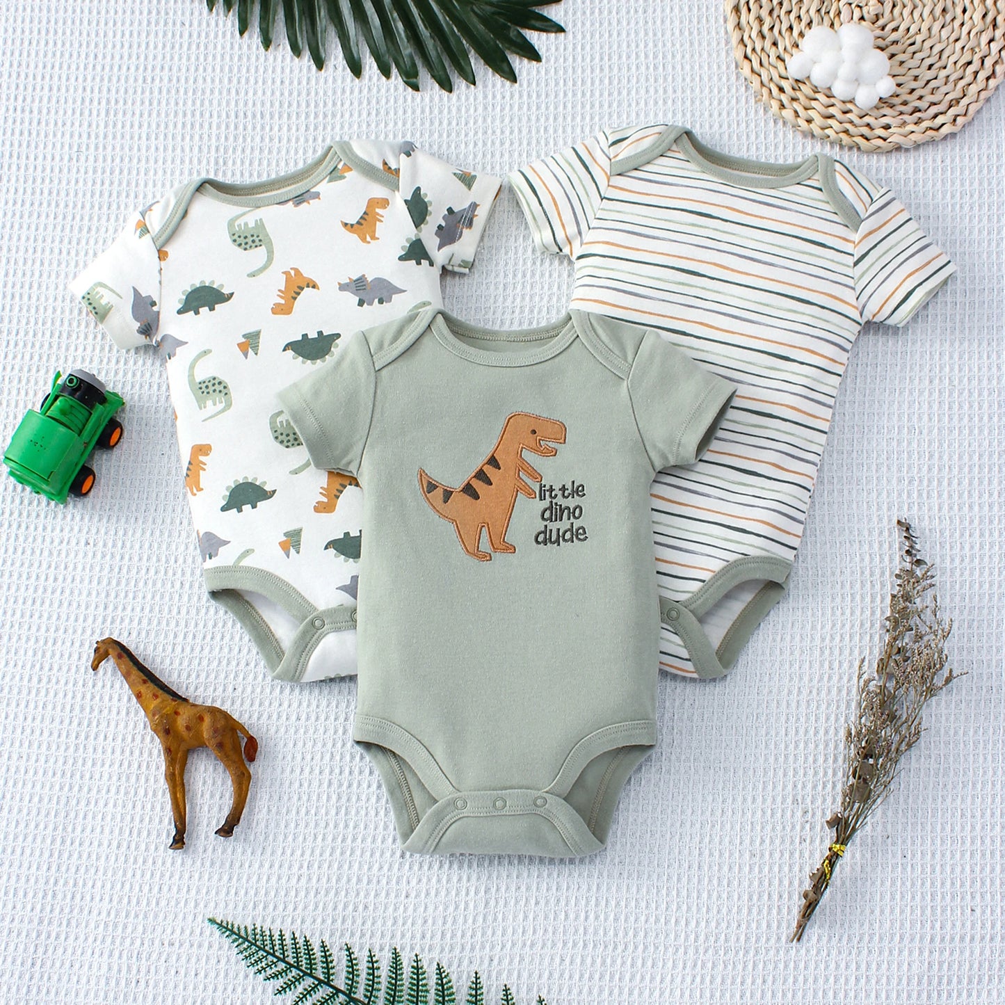 Baby Boy's 3-Piece Summer Set – Cute Dinosaur