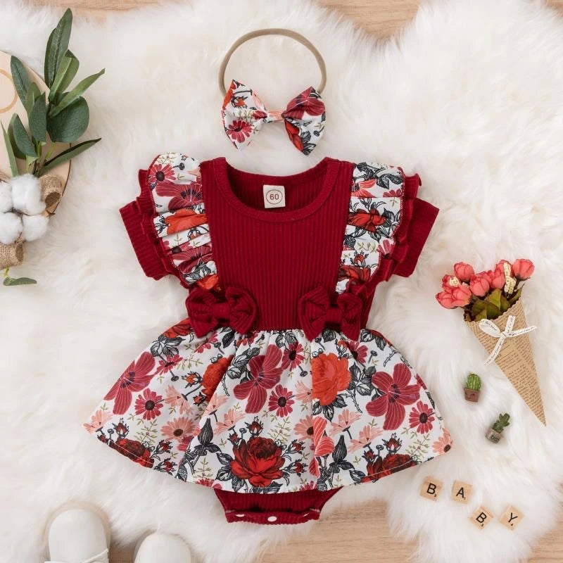 Girls Summer Dress Jumpsuit – Floral Cotton
