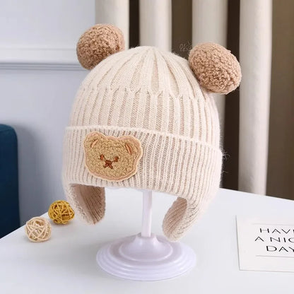 Adorable Baby Bear Ear Protection Knit Hat