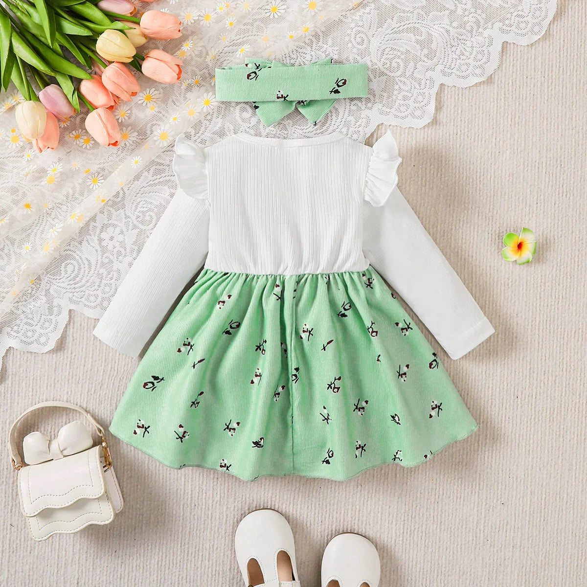 Floral Princess Dress + Tiara 0-24 Months
