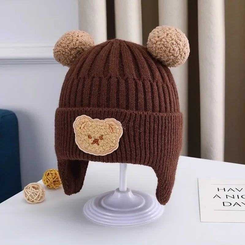 Adorable Baby Bear Ear Protection Knit Hat