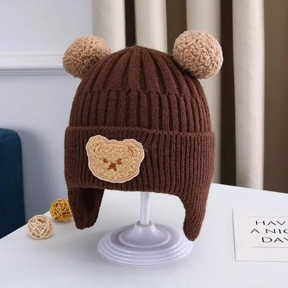 Adorable Baby Bear Ear Protection Knit Hat