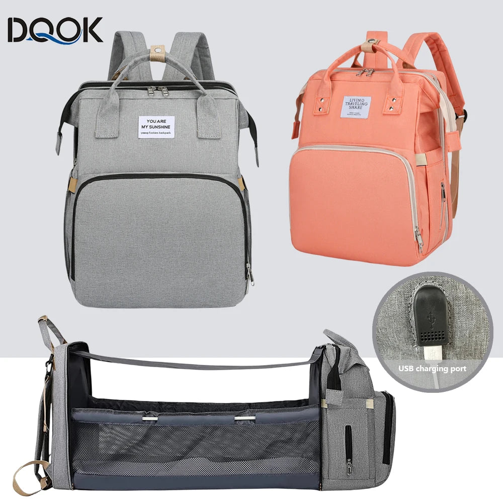 Lightweight Folding Mommy Backpack with Portable Crib