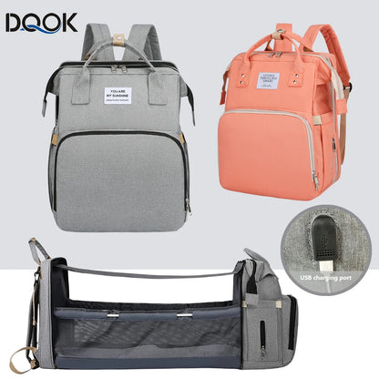 Lightweight Folding Mommy Backpack with Portable Crib