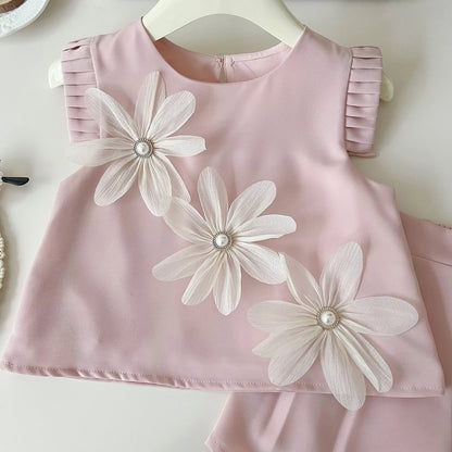 Girls' Summer Set – 2 Pieces with Little Flowers