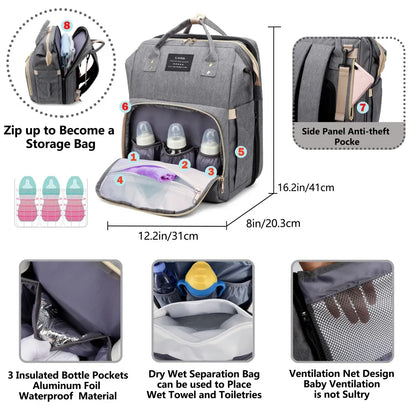 Portable Maternity Backpack – Foldable Crib & Large Capacity