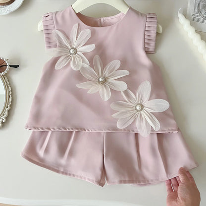 Girls' Summer Set – 2 Pieces with Little Flowers