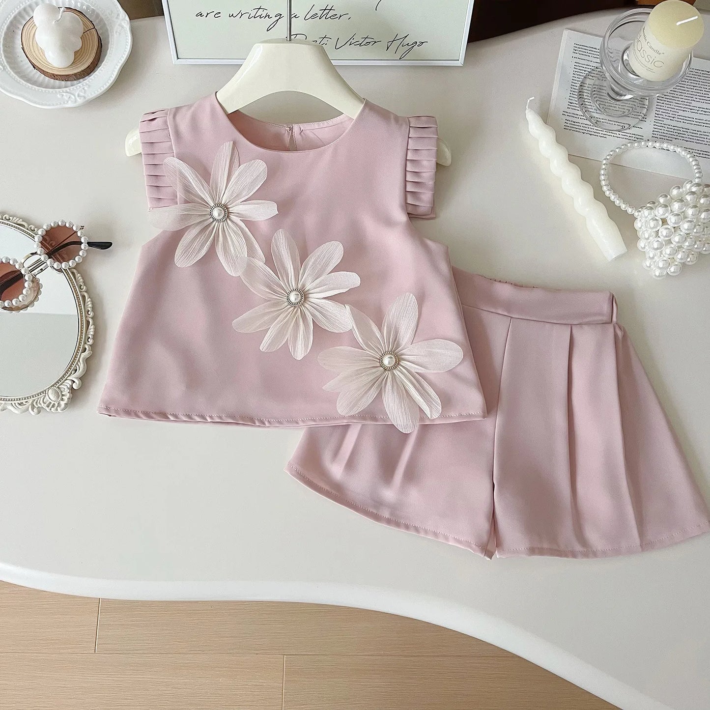 Girls' Summer Set – 2 Pieces with Little Flowers
