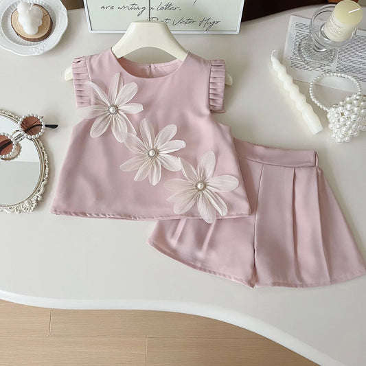Girls' Summer Set – 2 Pieces with Little Flowers