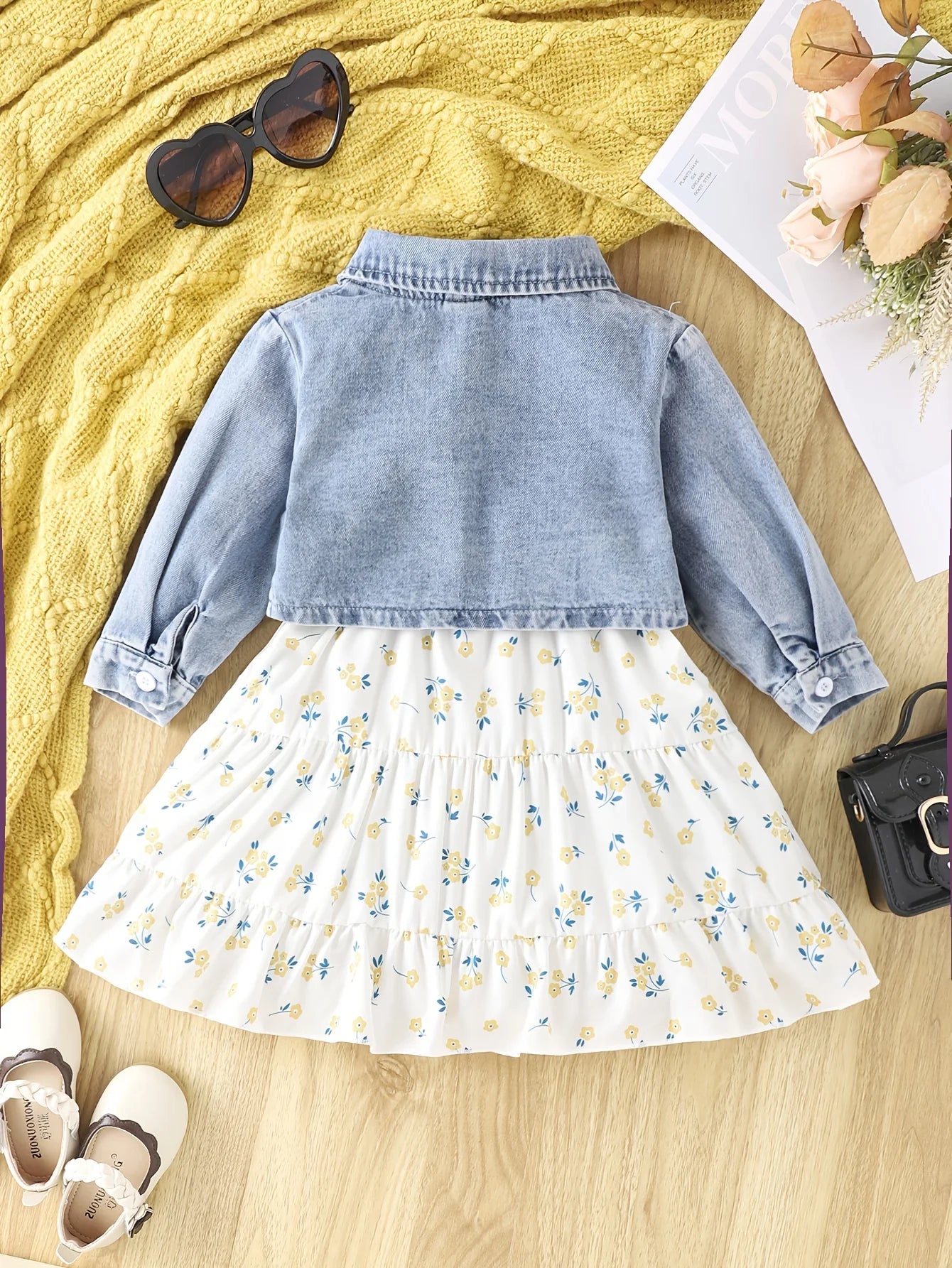 3-Piece Jeans & Floral Dress Set – Fashion Baby