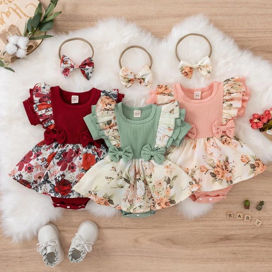 Girls Summer Dress Jumpsuit – Floral Cotton