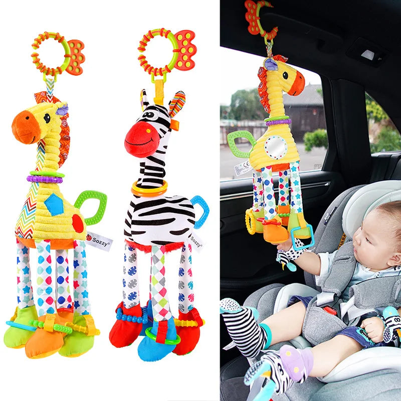 Soft Plush Animal Handbells with Teether for Babies